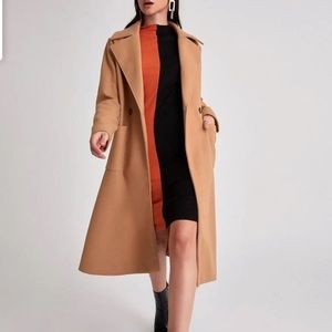 Solid Duel Pocket Lapel Collar Pea Coat